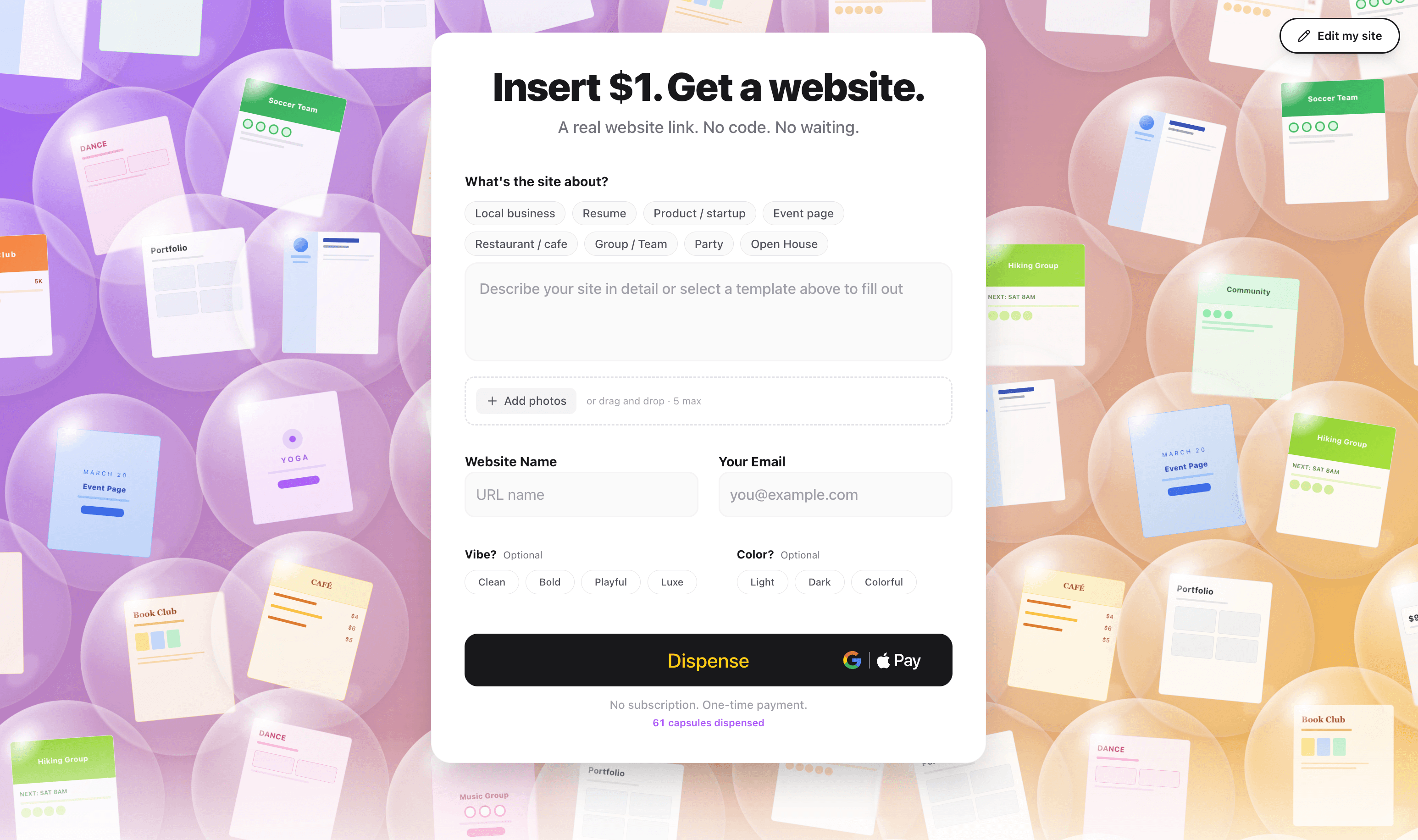 Capsuleweb.site — website generator preview
